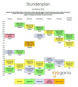 Stundenplan ab 1.10.2020 Stundenplan Yogaria